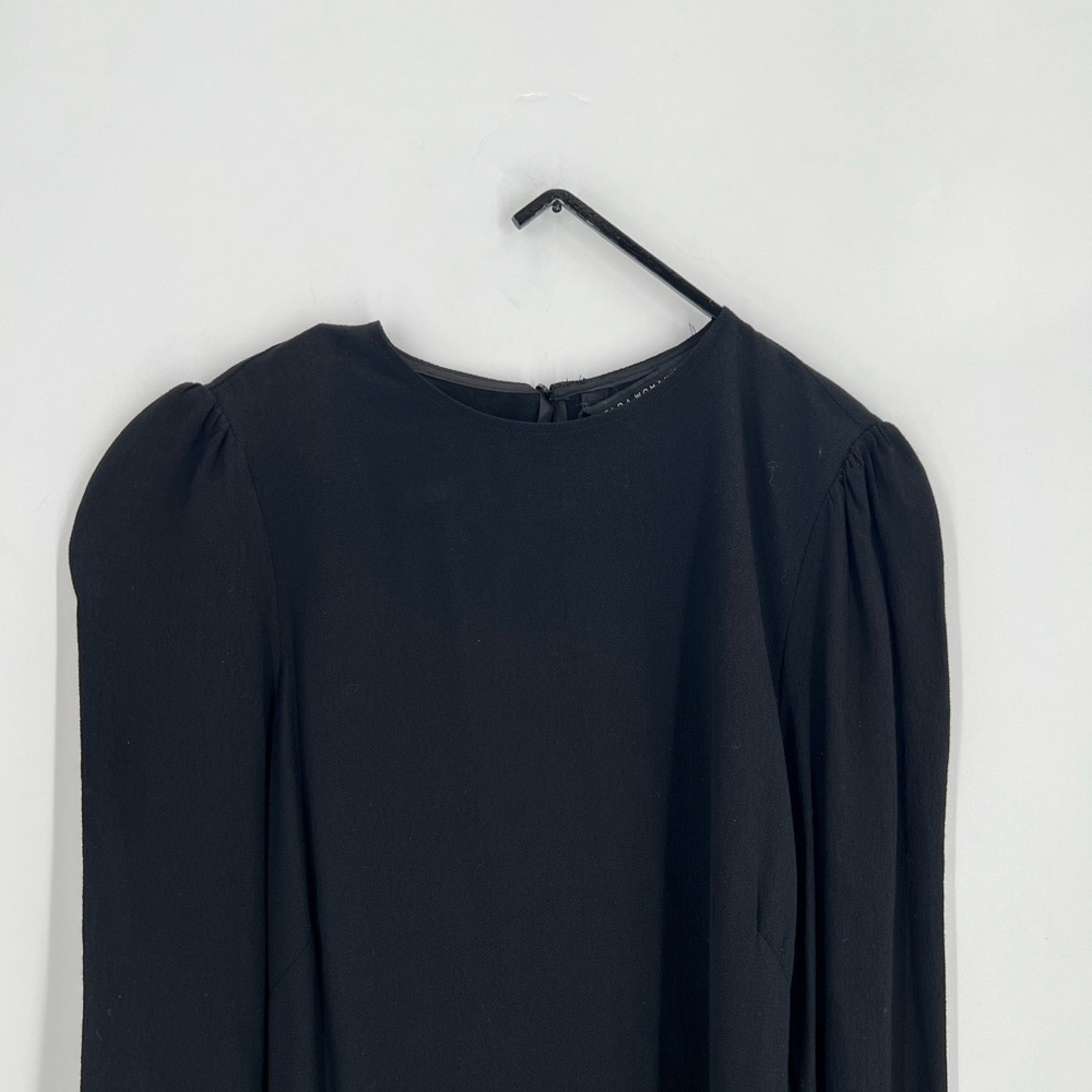 Zara Black Sheer Lace Long Sleeve Cut Out Dark Goth Knee Length Dress